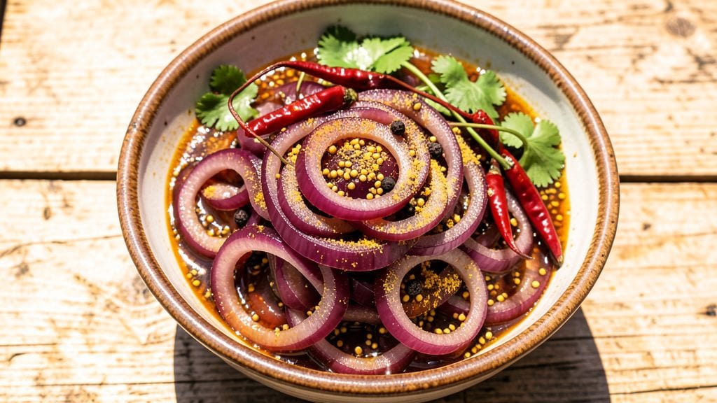 Indian Red Onion Pickle Recipe: Tangy, Spiced Crunch for Curries and Sandwiches